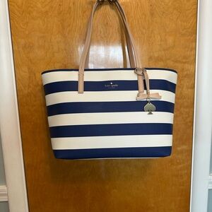 Kate Spade Blue and Cream Striped Tote